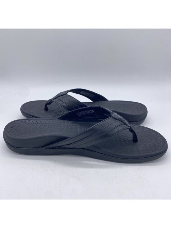 Vionic Tide II Toe Post Sandal Men 13 Black Leather Flip Flop Orthotic Plantar F main image 8